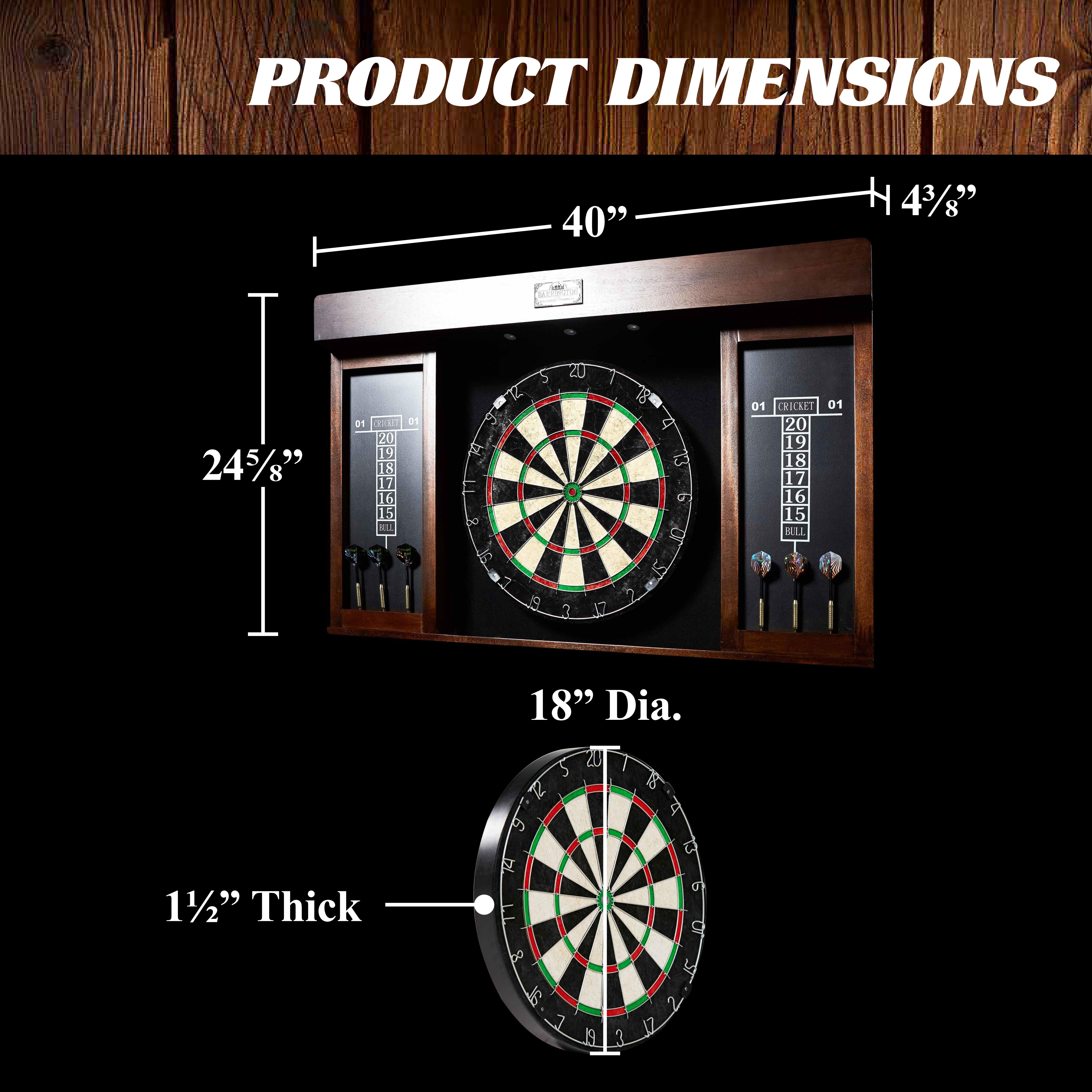 Barrington 40 inch Dartboard Cabinet with LED Lights, 40 inch x 4.375 inch x 24.625 inch - image 3 of 11