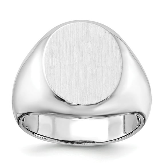 14K White Gold Ring Band Signet 16.0x13.0mm Open Back Men's