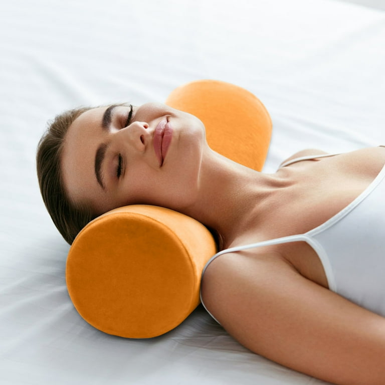 Qocolhg Neck Roll Pillow PU Leather Bolster Pillow, Pain Relief