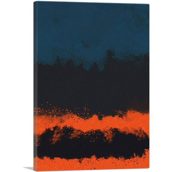 ARTCANVAS Navy Blue Orange Black Modern Rectangle Canvas Art Print - Size: 18" x 12" (0.75" Deep)