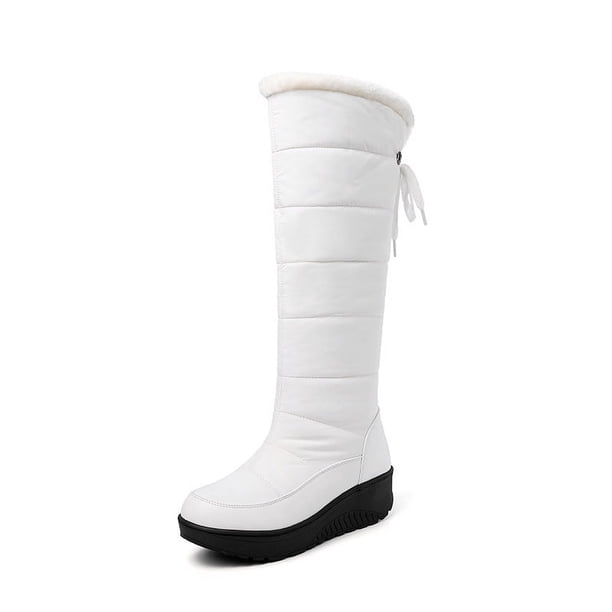 Botas de nieve y lana con suela gruesa y caña alta, botas de gran tamaño