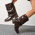 thumbnail image 5 of Western Cowboy Mid Calf Boots with Round Toe and Heel Featuring Buckle Detail for Everyday Wear Comfortable Pull On Design, 5 of 7