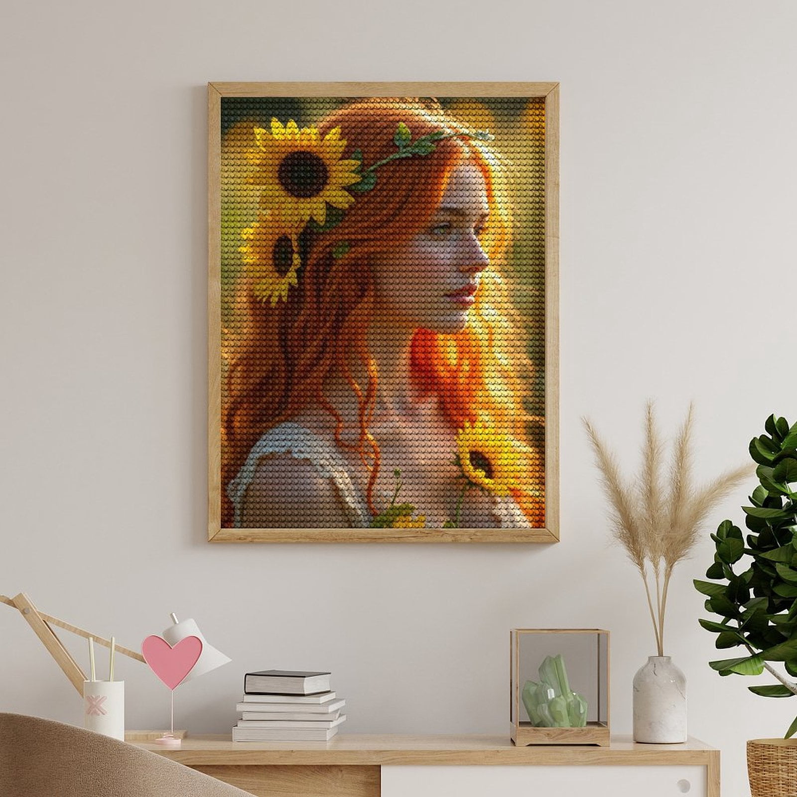 Diamond Art Kits for Adults, Sunflower Fairy Garden Portrait 5D Diamond Painting Kits for Adults Beginners, DIY Full Drill Diamond Painting, Gem Art and Crafts 12x16