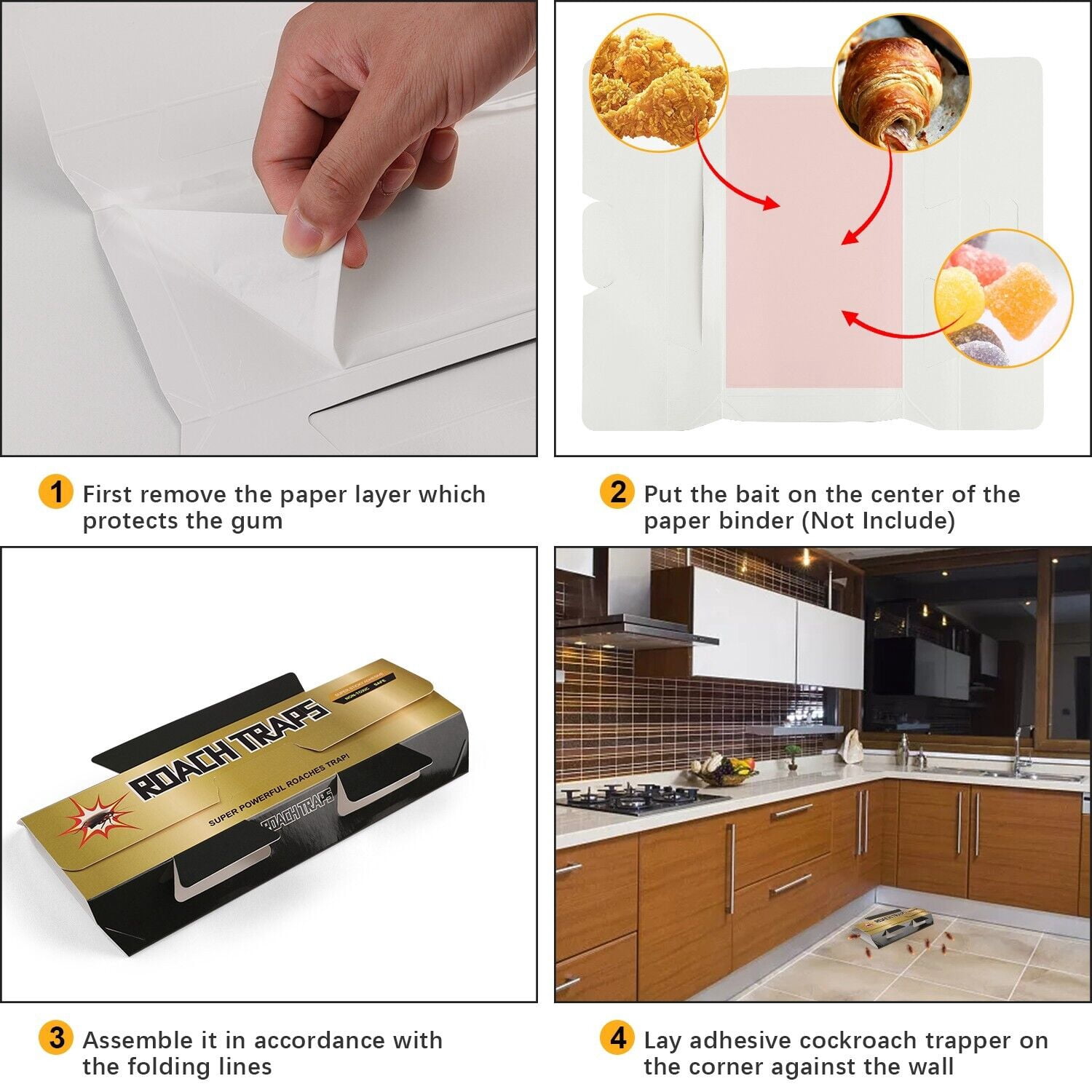 Elegant Choise 35 Pcs Roach Traps Indoor Cockroach Bug Pest Killer Bait Glue Traps Spider Motel