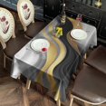 thumbnail image 2 of Black White Gold Wave Marble Rectangle Tablecloth 60"x120",Waterproof Polyester Rectangle Table Cloth, Wipeable Spillproof Polyester Tablecloth for Dining, Camping, Indoor and Outdoor, 2 of 6