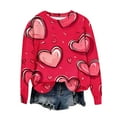 thumbnail image 3 of qucoqpe Valentine's Day Womens Tops Fashion Heart Printed Crew Neck Pullover Shirts Long Sleeve Sweatshirts, 3 of 5