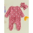 thumbnail image 5 of Elippeo Baby Girls Valentine's Day Jumpsuit 3M 6M Long Sleeve Crew Neck Heart Print Ruffle Zipper Romper with Headband, 5 of 10