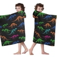 thumbnail image 4 of Black Cartoon Colorful Dinosaurs Skeletons Pattern Hooded Bath Towel，50"x30" for Ages 3 To 12 Kids, Quick Dry Lightweight Soft Microfiber Hood Beach Towel Cover Up for Kids, 4 of 7