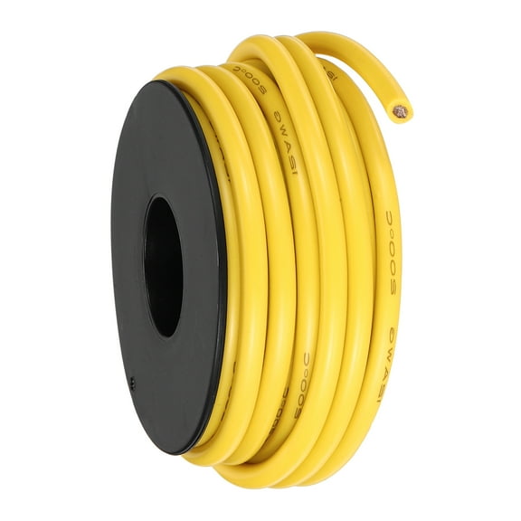 Uxcell 12 AWG Flexible Silicone Wire 6m/20ft Tinned Copper Electrical Wire Yellow