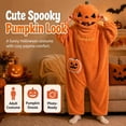 thumbnail image 5 of Halloween Pumpkin Onesie Family Matching Pajamas, Plush Snug Hooded Jumpsuit One Piece Loungewear,Soft Plush Fleece Jack-o'-Lantern Sleepwear with Hood & Pockets, 5 of 9