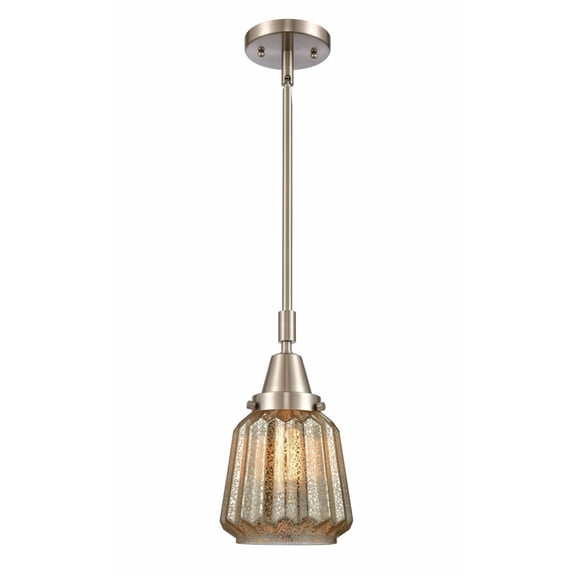 447-1S-SN-G146-Innovations Lighting-Chatham - 1 Light Stem Hung Mini Pendant In Art Deco Style-9.13 Inches Tall and 7 Inches Wide-Brushed Satin Nickel