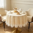 thumbnail image 4 of Nappe Ronde de Qualité Supérieure pour Table Basse, Housse Décorative en Tissu Résistant aux Taches, Déco Maison, Jaune, JKODE, 4 of 6