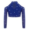 thumbnail image 3 of iiniim Girls Sequin Rhinestones Crop Top Cold Shoulder Long Sleeve Sparkle Tee Hip Hop Jazz Dance Shirt Royal Blue 8, 3 of 7