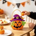 thumbnail image 6 of Gqtwoy Halloween Felts Candy Bucket, Multi Cartoon Design, Handheld Goodie Bag, Reusable Storage Tote for Halloween Parties, Festive Event Accessory, 6 of 6