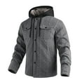 thumbnail image 5 of Donemore Men's Thick Fleece-Lined Hooded Jacket with Snap-Button Pockets and Drawstring Closure for Outdoor Casual Wear, 5 of 9
