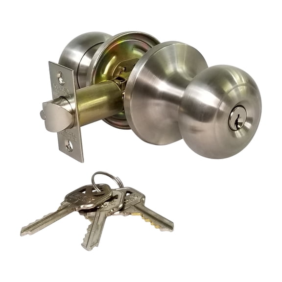 High Quality Door Knob Lock Entry Keyed Cylinder 3 Keys Exterior Interior KW1 SS
