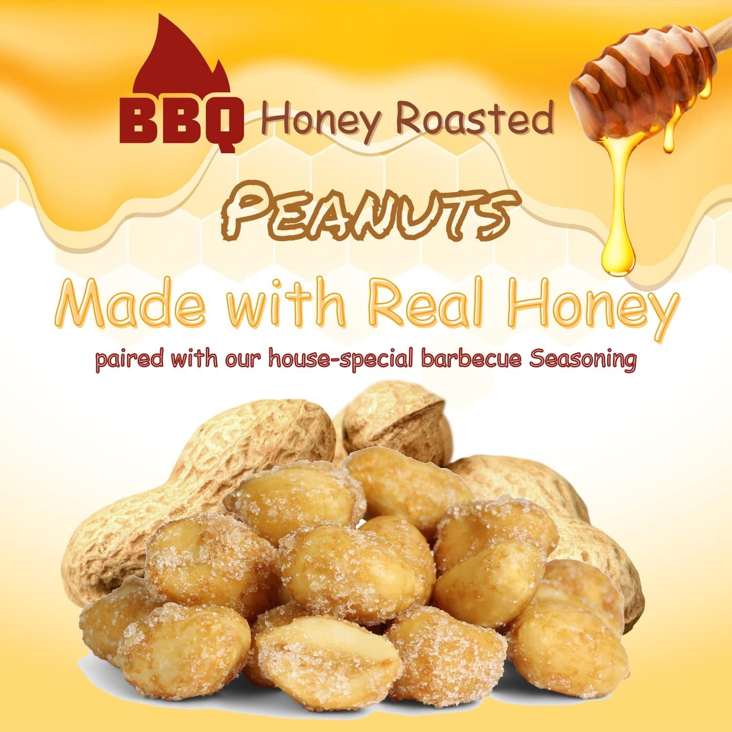 BBQ Honey Roasted Peanuts by It's Delish, 2 lbs Bulk  Gourmet Peanut Nuts in Honey Sugar Coating and Barbecue Seasoning, Sweet & Savory Nut Snack - Vegan, Kosher Parve
