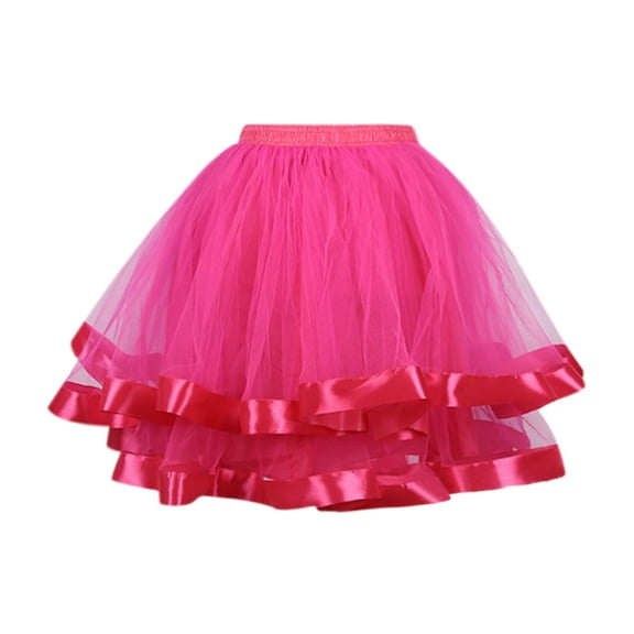 Dpytoraw Women Christmas Dance Party Tulle Skirt Holiday Party Performance Clothes TuTu Ballet Skirts Hot Pink One Size