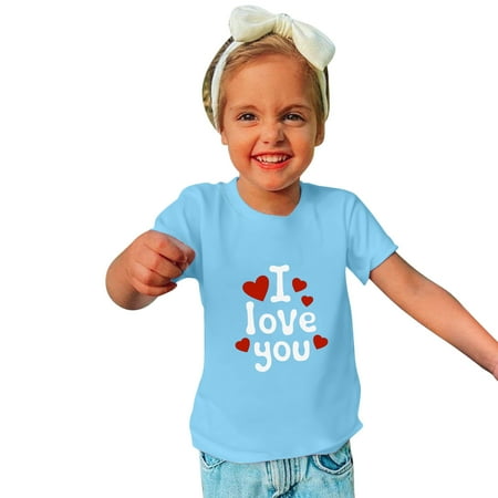 

Babysbule New Arrivals Toddler Kids Deals Boys Girls Fashion Cute Round Neck Letter Print Cotton Short Sleeve Top