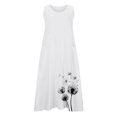 thumbnail image 3 of Women's Summer Cotton Linen Long Dress Sleeveless Elegant Flowy Dresses Sleeveless Summer Dresses V Neck Casual Embroidery Print with Pockets(White,M), 3 of 4