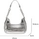 thumbnail image 4 of LHSHID Vintage Crescent Bag Silver Tote Purse for Women Y2k Tote Bag Shiny Leather Shoulder Bag Clutch Zipper Hobo Evening Bag, 4 of 7