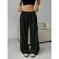 thumbnail image 2 of Women’s Solid Wide-Leg Pants, Elastic Waist Drawstring Lounge Trousers, High-Comfort Casual Loose Fit Pants, Lightweight Everyday Relaxed Fit Bottoms, 2 of 7