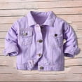 thumbnail image 2 of Otqutp Children Warm Winter Tops Baby Boys Girls Denim Jacket Kids Toddler Button Down Jeans Jacket Top Coat Outerwear Casual Clothes(Purple,3-6 Months), 2 of 7