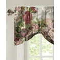 thumbnail image 3 of Wood Grain Flower Retro Window Valance Curtain Kitchen Cafe Short Curtains Living Room Tie-Up Valance Curtain, 3 of 6