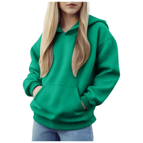 Kogui Cute Hoodies for Girls Kids Cute Hoodies for Girls Pullover Sweatshirts Long Sleeve Trendy Shirts Clothes Size 8-9 (Green,8-9 Years)