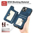 thumbnail image 5 of for iPhone 15 Phone Case Wallet with Card Holder,PU Leather Flip Folio Case,RFID Blocking Ring Holder Kickstand Wrist Strap Magnetic Protective Women Men Cover,Blue,For iPhone 15, 5 of 11