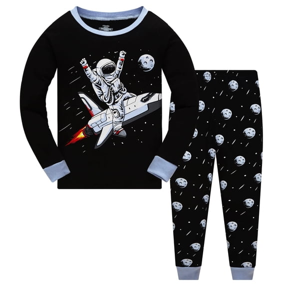 Little Boys Pajamas Set Astronaut Print Pjs Toddler Cotton Long Sleeve Sleepwear Children 2 Piece Outfit Nightwear For Kids Age 4 Years