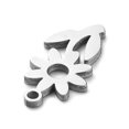 thumbnail image 2 of 30pc Non-Tarnish 304 Stainless Steel Charms Laser Cut Flower Charm Stainless Steel Color 13.5x7x1mm Hole: 1mm, 2 of 3