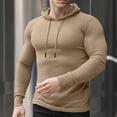 thumbnail image 2 of DDAPJ pyju Ribbed Knit Hoodies for Men Long Sleeve Muscle Sweatshirt Lightweight Stretch Athletic Hoodie Khaki XL, 2 of 7