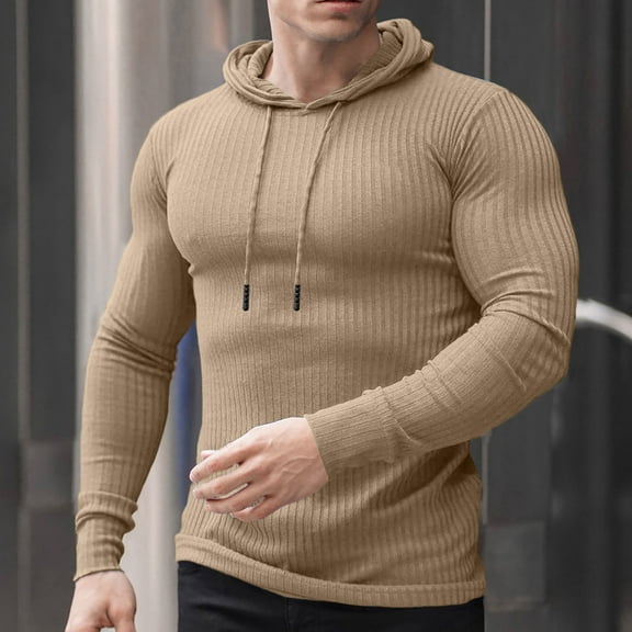 Kiplyki Mens Plus Size Pullover Wholesal Casual Solid Tight Fitting Muscle Fitness Sports Hoodie Long Sleeved Sweatshirts