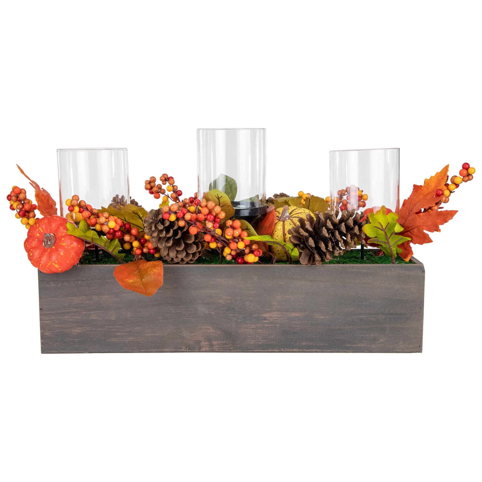 Northlight 3 Candle Brown Thanksgiving Pillar Candle Holder