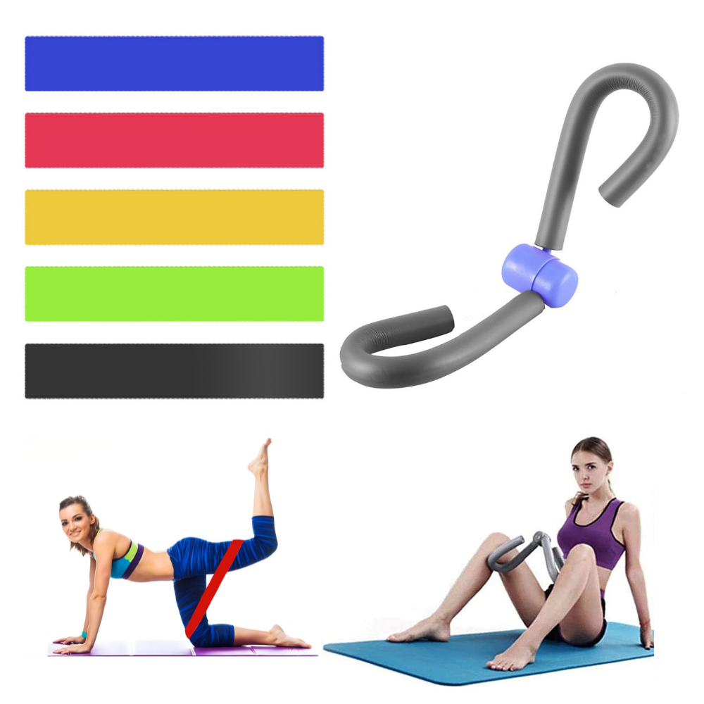 5PCS Resistance Loop Bands with Thigh Exerciser, Latex Workout Stretch