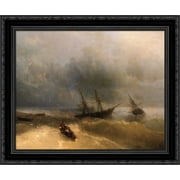 The Shipwreck 23x20 Black Ornate Wood Framed Canvas Art by Aivazovsky, Ivan Constantinovich