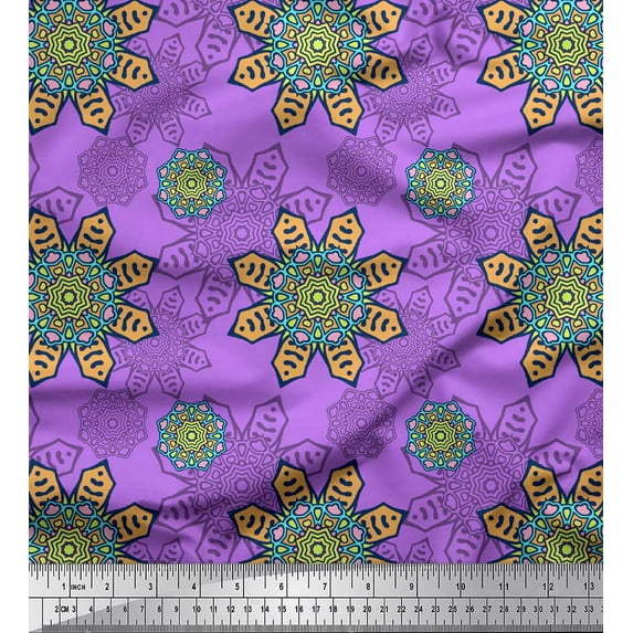 Soimoi Georgette Viscose Fabric Aboriginal Mosaic Printed Craft Fabric by the Yard 42 Inch Wide