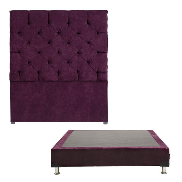 Box Base Cama Queen Size + Cabecera Capri Morado