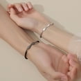 thumbnail image 2 of 2 pulseras de pareja de plata de ley con cuerda de mano trenzada, te amo, para parejas, amantes, mujeres, hombres, oro rosa y regalo negro, boda del día de San Valentín LingWen 9024719122199, 2 of 5