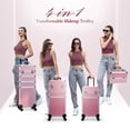 thumbnail image 3 of Professional 4 in 1 Rolling Makeup Case Large Cosmetic Trolley Salon Barber Box Traveling Cart Trunk, 3 of 7