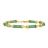 Gemstone Light Green Jade Bar Bracelet Gold Plated .925 Silver 7"