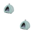 thumbnail image 1 of Greeniant Hogar para mascotas, sala de estar interior, dormitorio, nido de descanso de invierno, tienda de campaña para dormir de felpa, casa de Verde 20x20x23cm 2piezas, 1 of 6