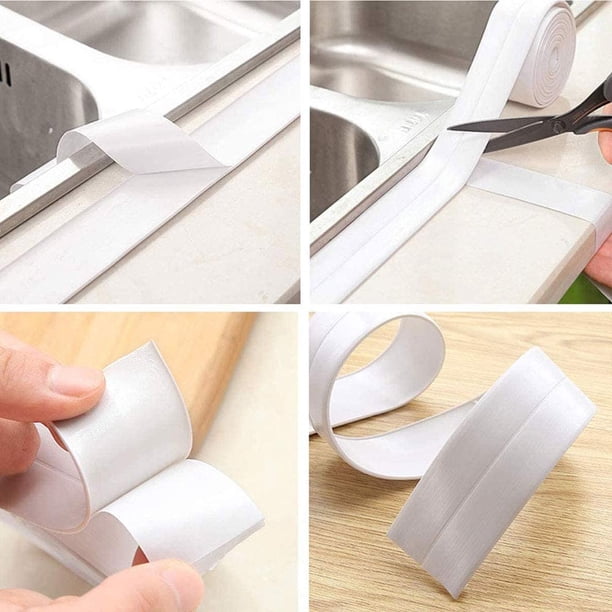 4 piezas de cinta de sellado impermeable y resistente al moho cinta de calafateo autoadhesiva tira de sellado autoadhesiva para baño y cocina cinta de sellado de PVC para ventana/inodoro