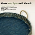 thumbnail image 6 of Wicker Village Handmade 18" Large Round Blue Basket, Natural Bamboo and Cane Serving Tray with Handles, 6 of 10