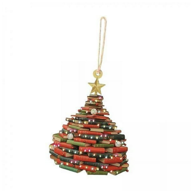 Colgante de árbol de libros,Adorno para árbol de Navidad con forma de libro,Colgante decorativo acrílico con forma de pila de libros,Adorno colgante para estantería,regalo para amantes de