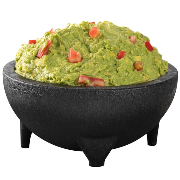 Chef 101 56 oz Round Black Thermal Plastic Molcajete Bowl - 8 3/4" x 8 3/4" x 4" - 10 count box