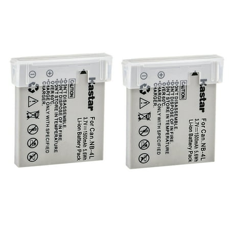 Image of Kastar 2-Pack NB-4L Battery Replacement for Canon Digital IXUS Wireless Digital IXUS 30 Digital IXUS 40 Digital IXUS 50 Digital IXUS 55 Digital IXUS 60 Digital IXUS 65 Digital IXUS 70 Camera