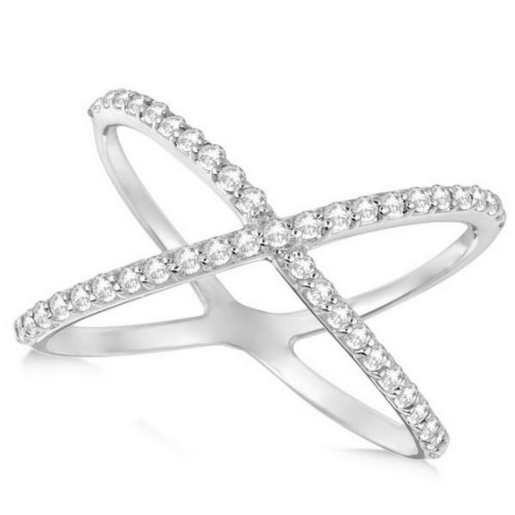 X Shaped Diamond Ring 14k White Gold 0.50ct