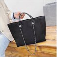 thumbnail image 3 of LinYooLi Women Canvas Handbag Large Capacity Chain Tote Bag PU Handle Shoulder Bag, 3 of 6